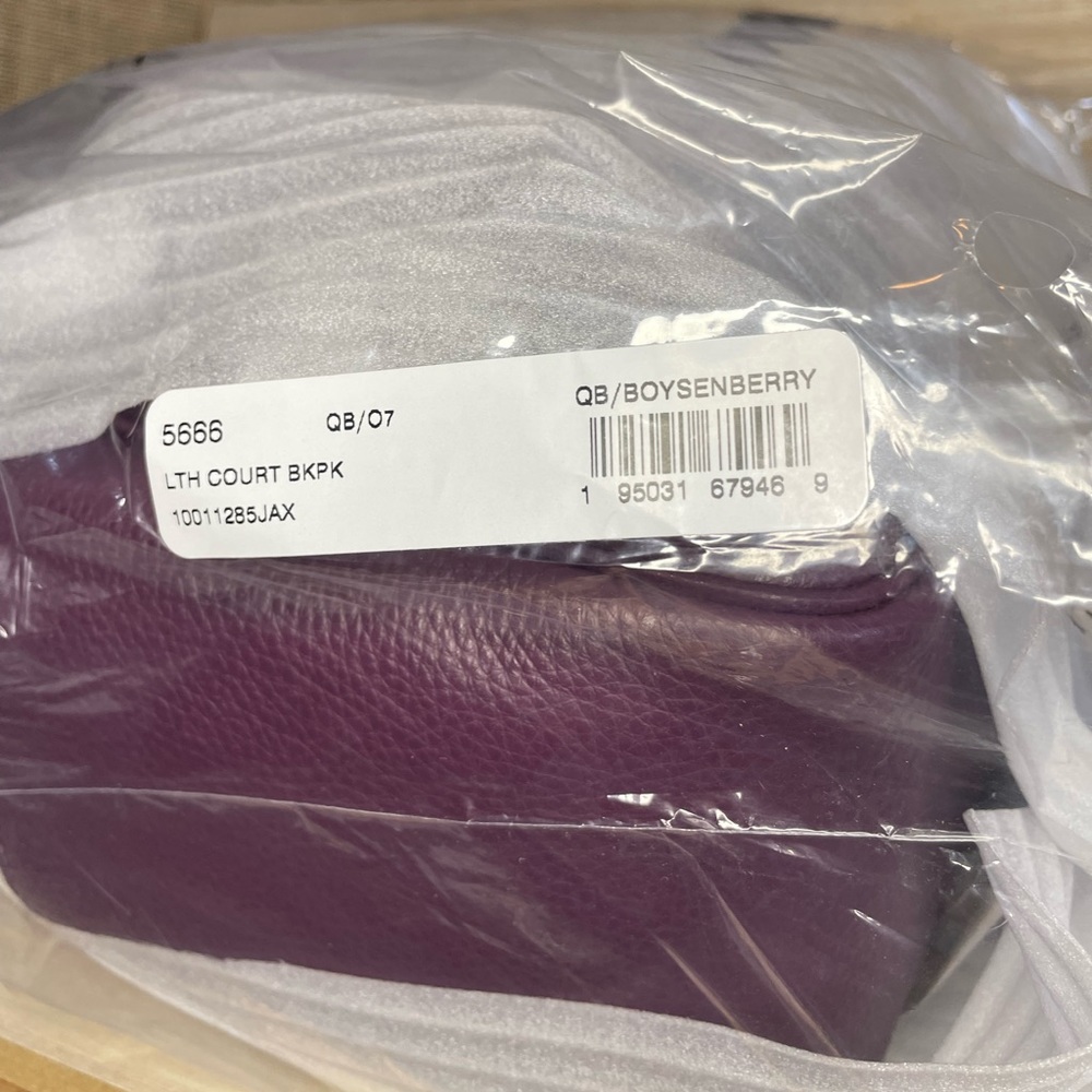 New! COACH Court Backpack bag leather purple boysenberry travel laptop GIFT! - Picture 5 of 7